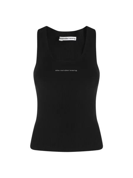Top Alexander Wang żakardowy z logo czarny