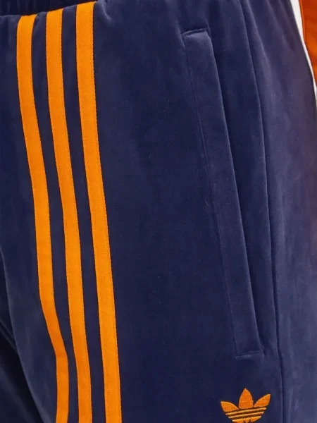 Pantaloni palazzo Adidas cu dungi plisat cu imagine albastru