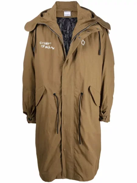 Geacă parka Marcelo Burlon County Of Milan cu glugă cu autograf verde