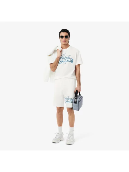 Lacoste Szorty Z Nadrukiem Regular Fit beżowe