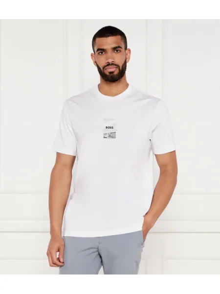 BOSS GREEN Tricou Photoprint | | stretch alb