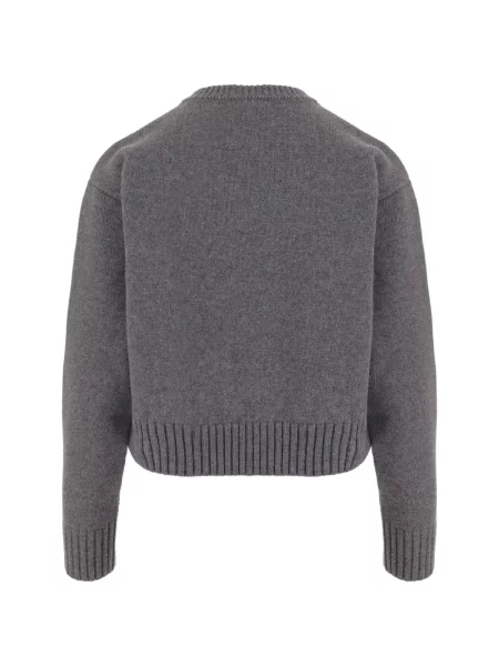 Pulover Patou cu broderie de lână gri