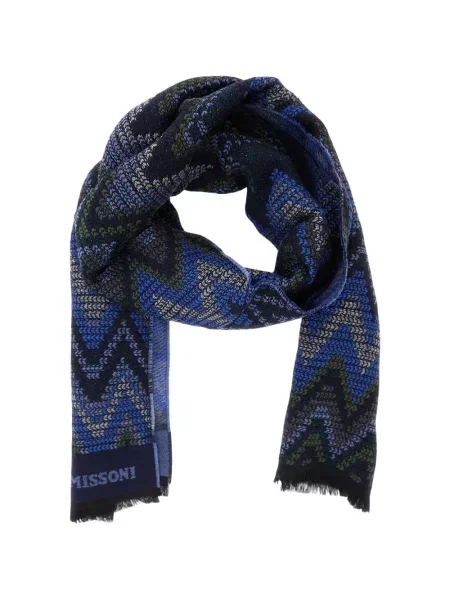 Πλεκτός κασκόλ Missoni με κρόσσια μπλε