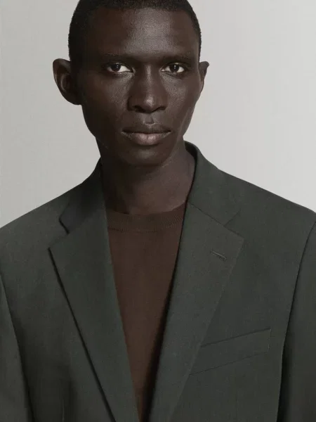 Marynarka garniturowa Milan slim fit khaki Mężczyzna 52 MANGO MAN