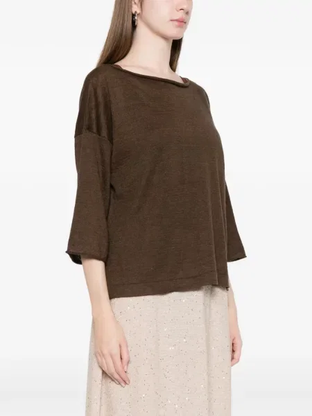 Pulover Roberto Collina cu decolteu barcă maro