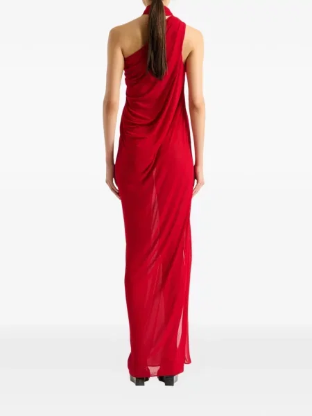 Lung rochie Balmain din jerseu drapată roșu