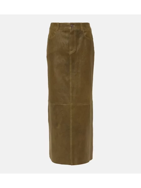 Fustă din piele Stouls până la genunchi verde