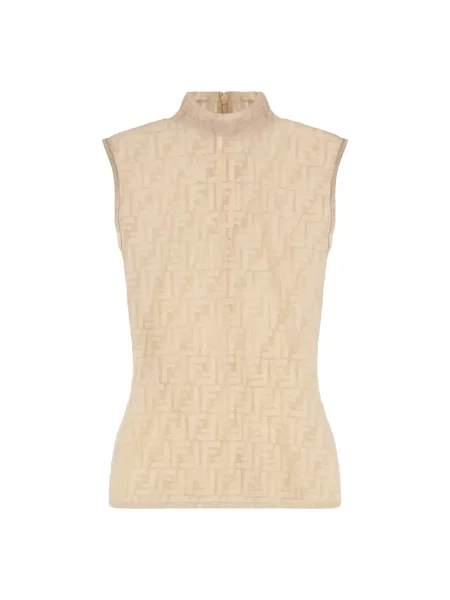Top Fendi koronkowy beżowy