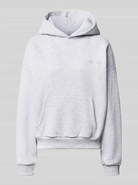 Bluza z kapturem basic o kroju relaxed fit w kolorze melanż Review szary