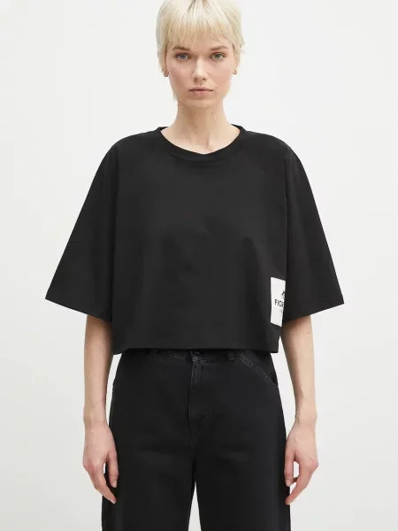 Kratka majica Fiorucci Logo Label Cropped Padded črna