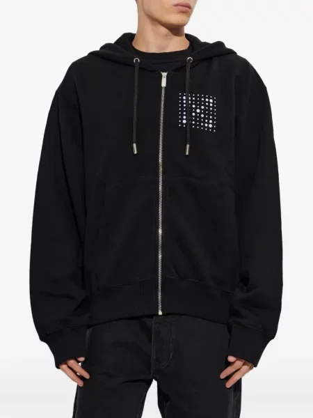Hanorac cu glugă Off-white cu imagine alb