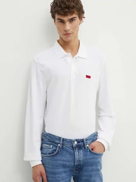 Majica dugih rukava Levi's za muškarce bez uzorka bijela