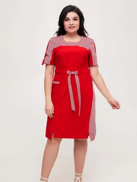 Лляна Сукня міді All Posa червоний