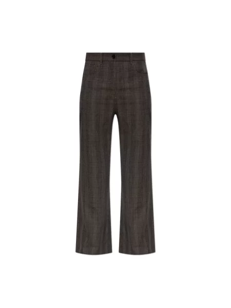 Spodnie Acne Studios wełniane w kratę brązowe