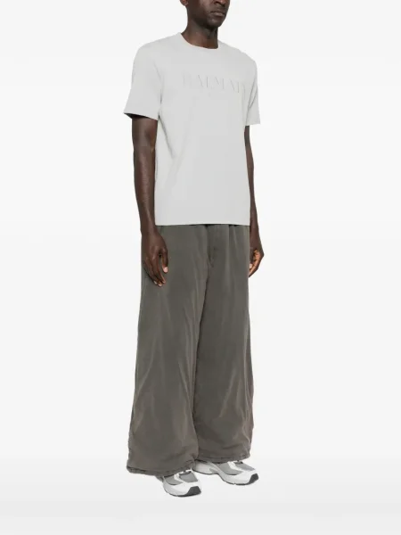 Tricou Balmain cu broderie gri