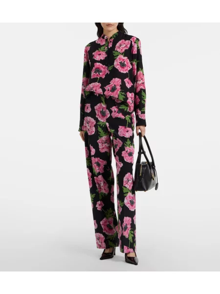 Pantaloni Stella Mccartney cu model floral negru