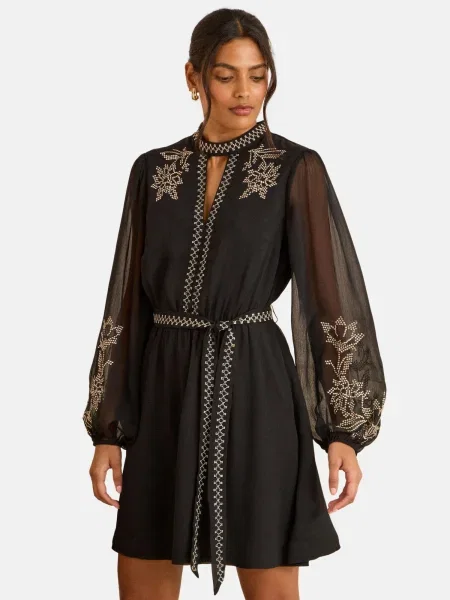 Love & roses Obleka ecru črna