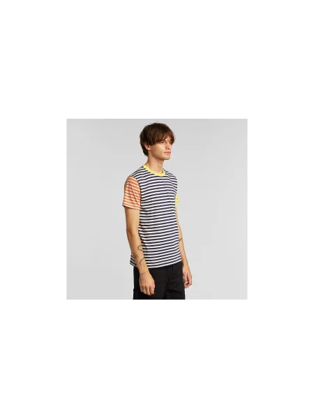 Dedicated T-shirt Stockholm Block Stripes Multi Color Mężczyźni Koszulki Dedicated Wielobarwny Size: XL niebieska