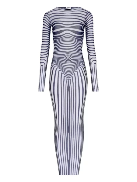 Rochie maxi Jean Paul Gaultier cu dungi lungă de costum alb