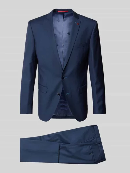 Garnitur o kroju slim fit z czystej wełny Roy Robson granatowy