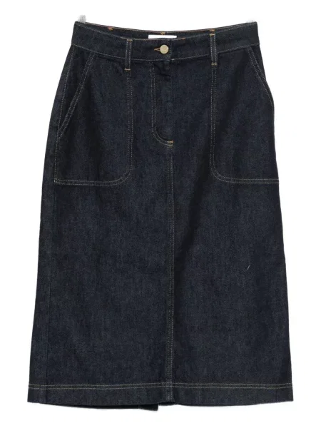 Fustă din denim Niu' până la genunchi albastru