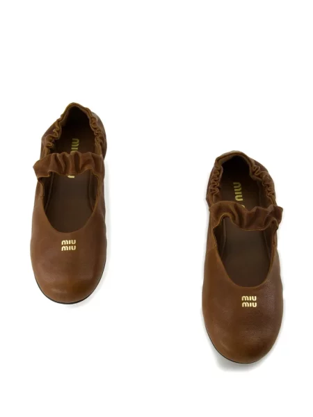 Balerini Miu Miu din piele maro