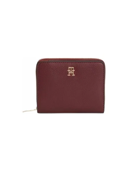 Tommy Hilfiger Pénztárca Th Icon Med Za W/ Flap Seasonal Bordó