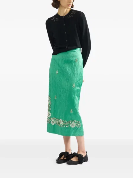 Fustă midi Erdem cu model floral verde