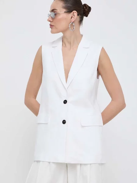 Marella vestă de in un singur rand de alb
