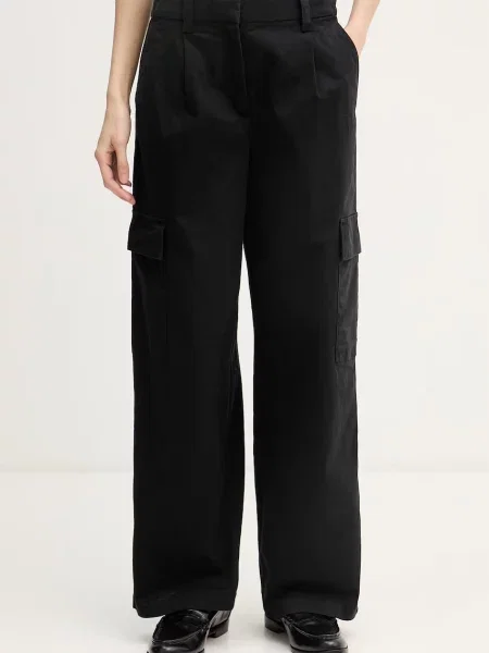 Calvin Klein Jeans hlače z bombažem črna