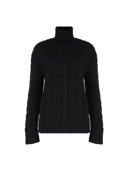 Sweter z golfem Moncler wełniany do golfa czarny