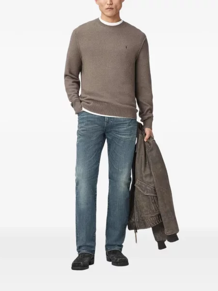 Pulover Allsaints cu decolteu rotund gri