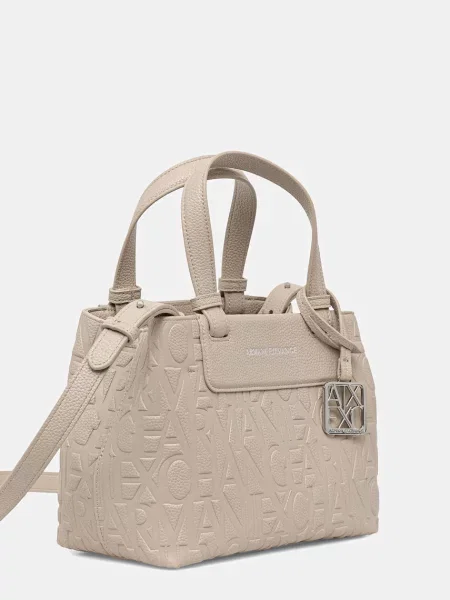 Geantă shopper Armani Exchange din piele bej