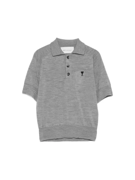 Polo Ami Paris wełniane z autografem szare