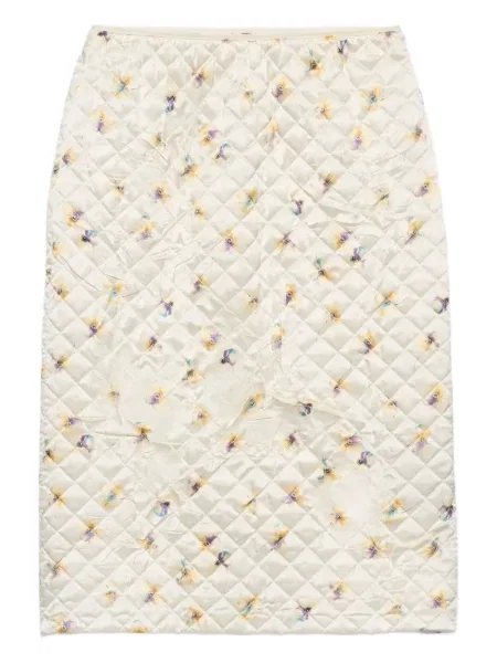 Pikowana krótka spódnica mini Prada w kwiatki