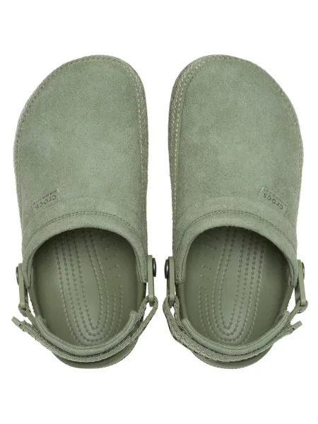 Pantofi Crocs din piele de căprioară verde