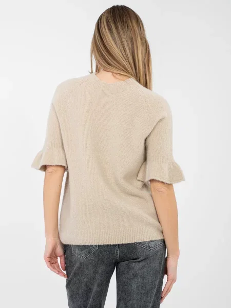 Pulover Italy Moda cu volane bej