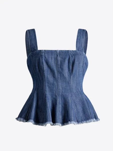 Top denim albastru