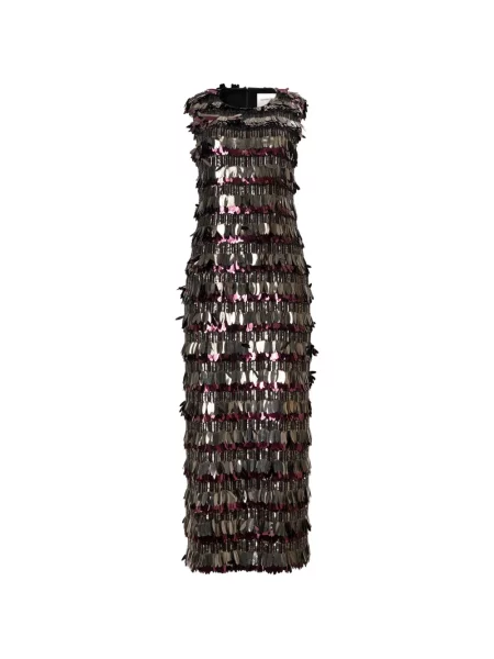 Rochie maxi Carolina Herrera cu broderie fără mâneci negru