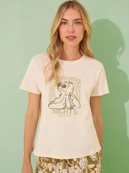 Пижама women'secret LILO & STITCH дамска от бежово