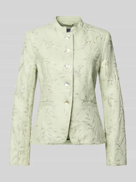 Żakiet o kroju slim fit z haftami i stójką White Label zielona