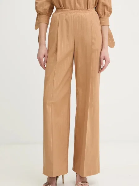 Twinset pantaloni din amestec de in maro