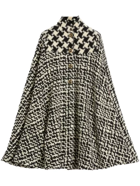Palton Valentino Garavani cu imprimeu geometric din tweed negru