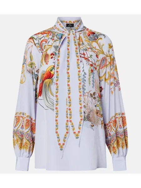 Bluză Etro transparente din jacard albastru