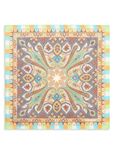 Fular Etro cu model floral cu imagine verde