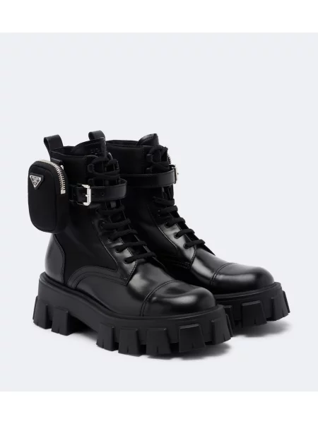 Cizme scurte Prada din piele negru