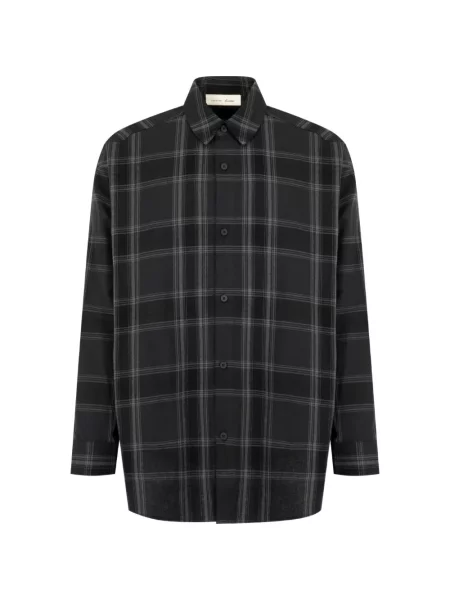 Cămașă Fear Of God Essentials de flanelă negru