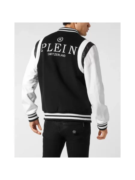Kurtka skórzana Philipp Plein z łatami czarna