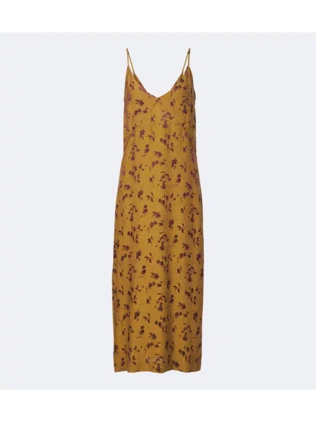 Rochie Dries Van Noten din satin cu model floral galben