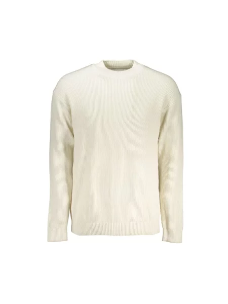 Sweter Calvin Klein z długim rękawem biały
